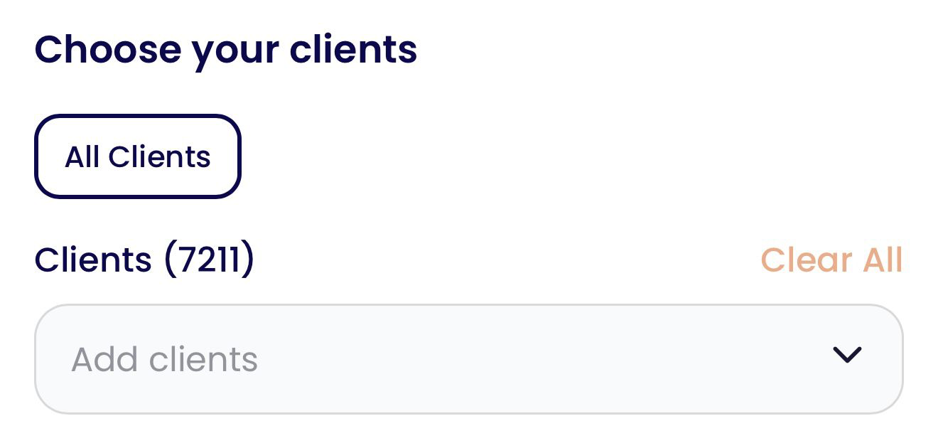 Client dashboard showing over 7,000 patients